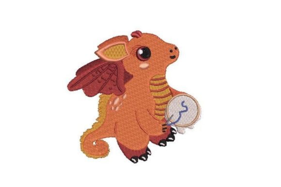Dragon Embroidering: A Cheerful Brand Asset for Small Business Merch