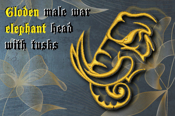 Golden War Elephant Head with Tusks