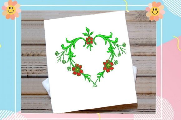 Heart Flower Ring Embroidery Design