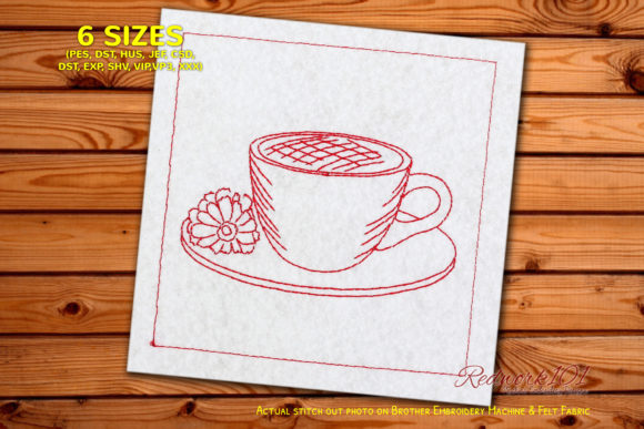 Teacup with Flowers Embroidery Design